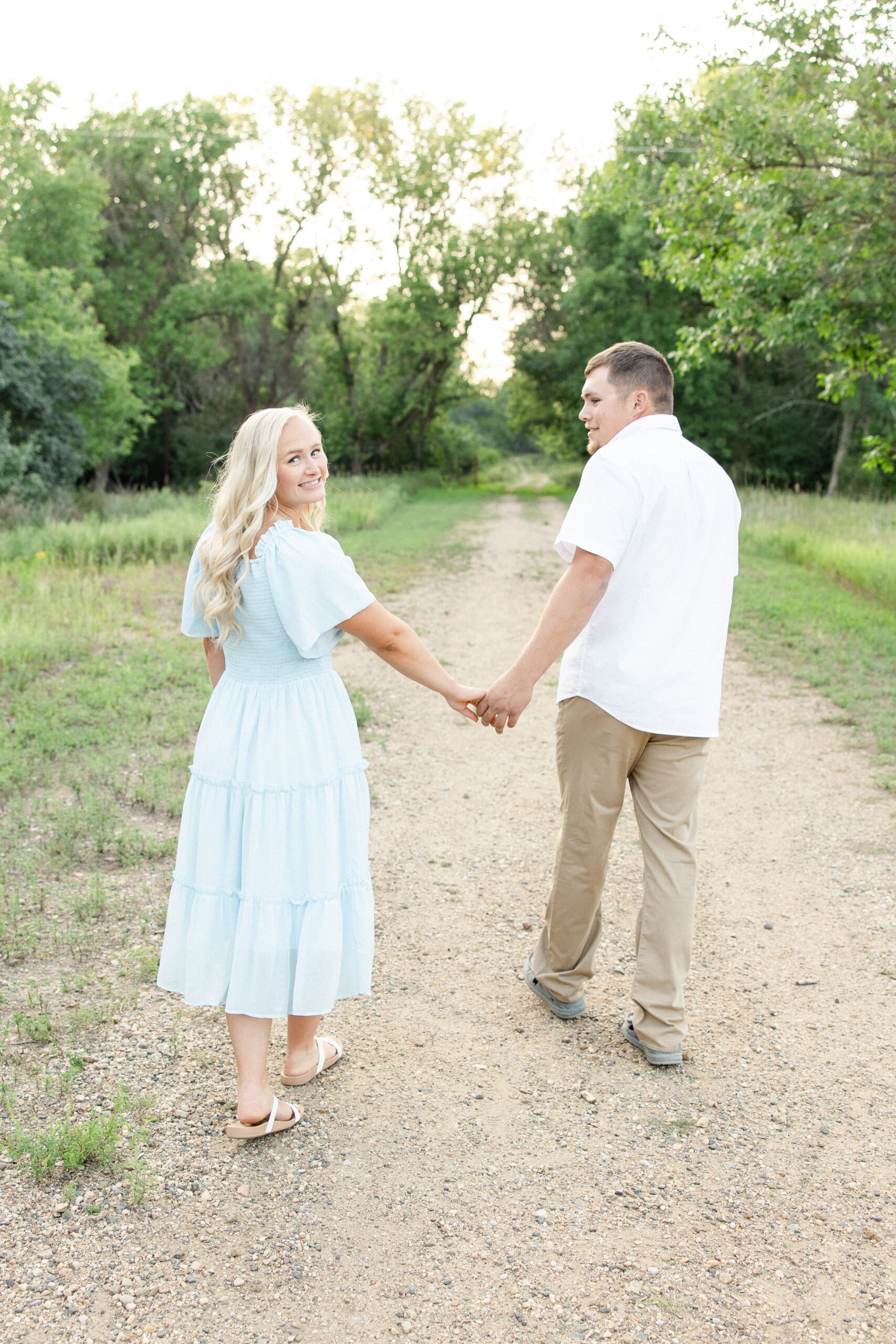 Sioux Falls summer sunset engagement session.